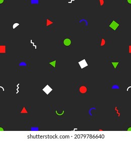Seamless geometric flat abstract pattern. Background with tiny shapes. Hipster black and white vector print
