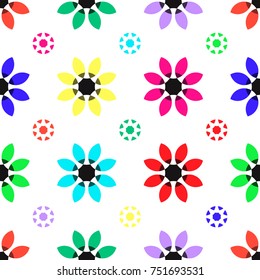 Seamless geometric floral flower pattern vector abstract background design colorful art