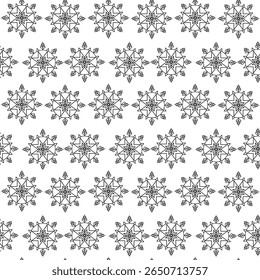 Seamless Geometric Floral Mandala Pattern  Black Line Art Decorative Background Design