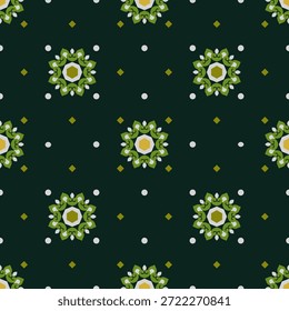 Seamless Geometric Floral Mandala Pattern Vector on a dark background. Ideal for luxury textile, premium wallpaper, and elegant ethnic-inspired home decor.