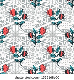 Seamless geometric and floral pattern