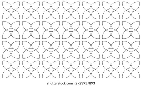 Seamless geometric floral pattern. Abstract overlapping circles line art vector illustration for tile decoration, or modern textile background.