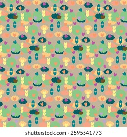 Seamless geometric floral pattern background and texture Vector