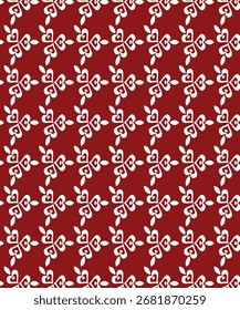 Diseño de patrón floral geométrico sin fisuras en rojo y blanco, fondo decorativo abstracto para tela, Fondo de pantalla y textil.
