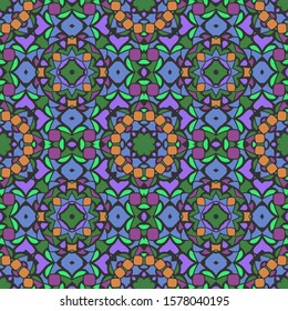 Seamless geometric floral pattern, fabric repeating texture.