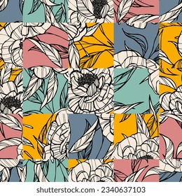 Seamless geometric floral pattern with flowers. Design for fashion, fabric, textile, wallpaper, cover, web, wrapping and all prints 
