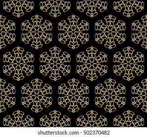 Seamless geometric floral pattern. gold color. vector graphic illustration. Ethnic arabic indian ornament. For wallpaper, brochure, web page background.