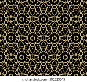 Seamless geometric floral pattern. gold color. vector graphic illustration. Ethnic arabic indian ornament. For wallpaper, brochure, web page background.
