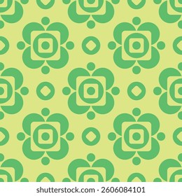 Seamless Geometric Floral Pattern in Green