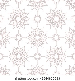 Seamless  geometric floral pattern with intricate flowers on white background.