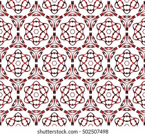 Seamless geometric floral pattern. red color. vector graphic illustration. Ethnic arabic indian ornament. For wallpaper, brochure, web page background.