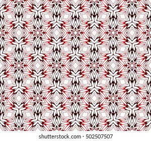 Seamless geometric floral pattern. red color. vector graphic illustration. Ethnic arabic indian ornament. For wallpaper, brochure, web page background.