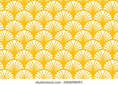 Seamless geometric floral pattern with scallops and lines