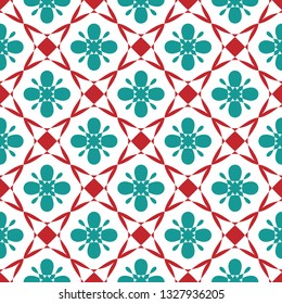 Seamless geometric floral pattern. Spring ornament for use in various fields of design. Colorful illustration. Vector EPS10