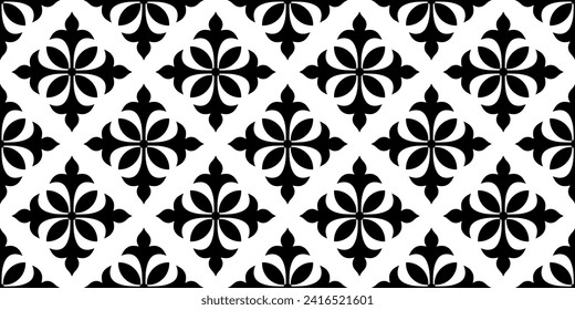 Seamless geometric floral pattern. Vector Illustration.