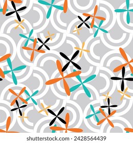 Seamless geometric floral pattern. Vector Illustration.