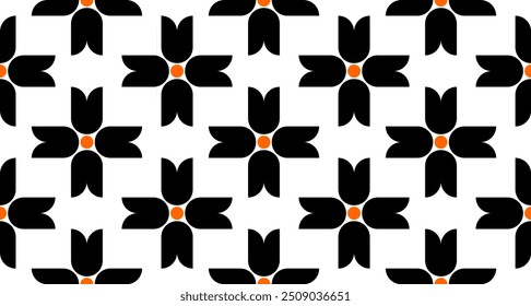 Seamless geometric floral pattern. Vector Illustration