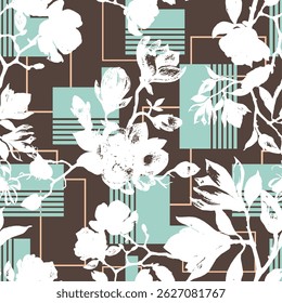 Seamless geometric floral pattern. Vector Illustration.