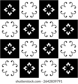 Seamless geometric floral pattern. Vector Illustration.