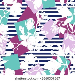 Seamless geometric floral pattern. Vector Illustration.