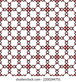seamless geometric floral pattern.seamless square pattern  Red black on white background.Exotic rectangular abstract pattern vector.Square triangle geometric pattern.wrapping paper illustration.