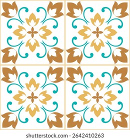 Patrón floral geométrico inconsútil del azulejo. Ilustración vectorial.