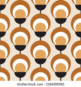 Seamless geometric flower pattern on beige. Vector Illustration.