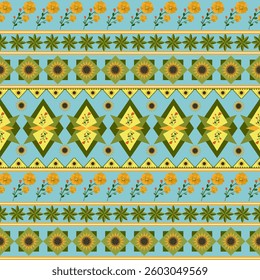 Seamless geometric and flower pattern. Vector illustration design digital file download for print, printable, wallpaper, background, decoration, textile and many projects.
