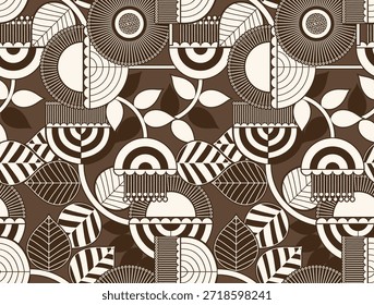 Seamless geometric flowers pattern. Abstract floral pattern design.