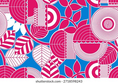 Seamless geometric flowers pattern. Abstract floral pattern design.