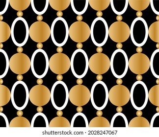 Seamless geometric golden chain on black. Vector Illustration.