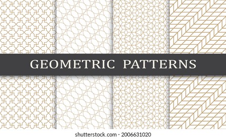 Seamless geometric golden lines pattern.