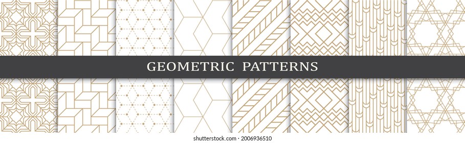 Seamless geometric golden lines pattern.