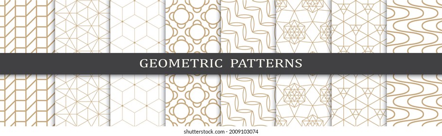 Seamless geometric golden lines pattern.