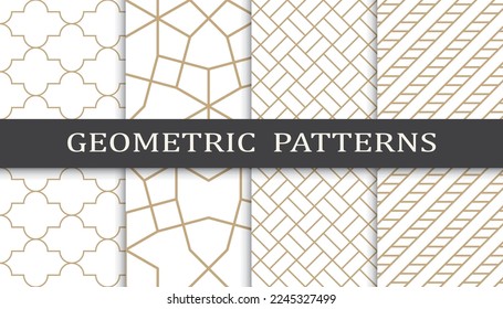 Seamless geometric golden pattern set