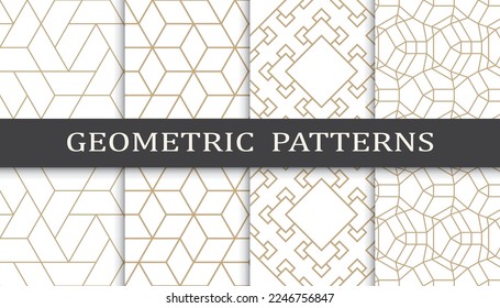 Seamless geometric golden pattern set