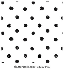 Seamless geometric graphics circle triangle hand drawn ink with brush background pattern in vector. Trendy hipster style. Monochrome pattern.