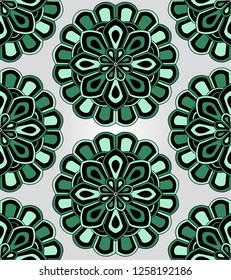 Seamless Geometric Green Flower Pattern