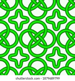 Patrón verde geométrico sin foco con nudos de dinero. Ornamento étnico asiático. Conjunto de vectores de 4. Se utiliza para papel tapiz, rellenos de patrones, diseño textil.