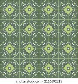 Seamless geometric green pattern with squares and circles for tiles, textiles, carpets, covers, websites, backgrounds, screensavers, gift packages, postcards