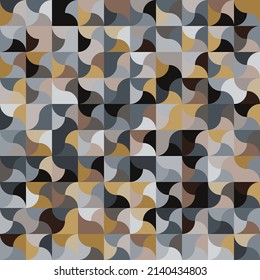 Seamless geometric green and yellow pattern. Camouflage tiles with rounded lines. Colorful summer background for print or web design.