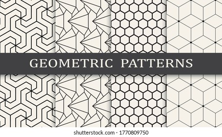 Seamless geometric grid pattern print set. Fashion background pattern design. Vector illustration.