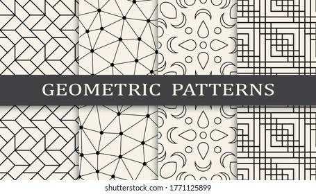 Seamless geometric grid pattern print set. Fashion background pattern design. Vector illustration.