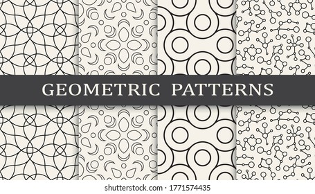 Seamless geometric grid pattern print set. Fashion background pattern design. Vector illustration.