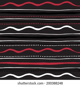 Seamless geometric hand drawn lines and dots