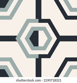 Patrón de hexágono geométrico y cuadrado sin soldadura para textiles, moda, decoración doméstica y papel envolvente