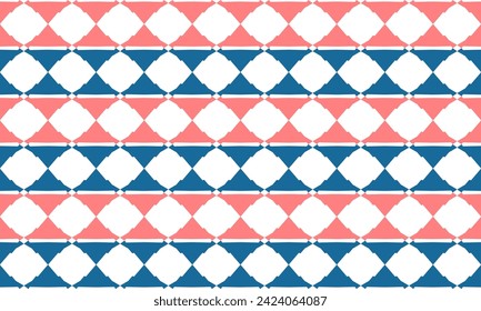 seamless geometric horizontal row strip pattern with square, two tone blue pink diamond checkerboard repeat pattern, replete image, design for fabric printing