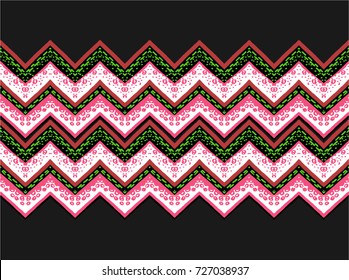 Seamless geometric horizontal stripes zigzag pattern in Aztec style. Tribal ethnic vector texture. African drawing markers. Figure tribal embroidery. Indian, Mexican, folk pattern.