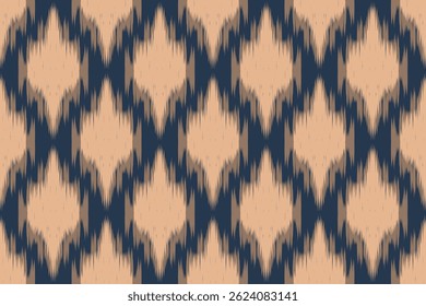 Nahtloses geometrisches Kittemuster in beigen und marineblauen Tönen, traditioneller ethnischer Textilhintergrund für Stoff, Mode, Tapeten, Polsterung, Boho-Dekor und digitales Stammesdesign.
