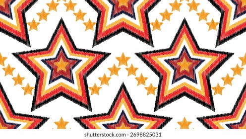 Patrón de ikat geométrico sin costuras. Dibuje a mano el diseño de patrón étnico abstracto.